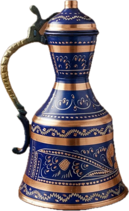 Traditional water ewer, enamel-painted, hand-engraved