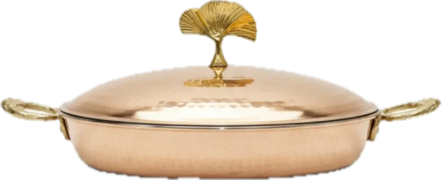 Lidded shallow pan, 14 cm, copper