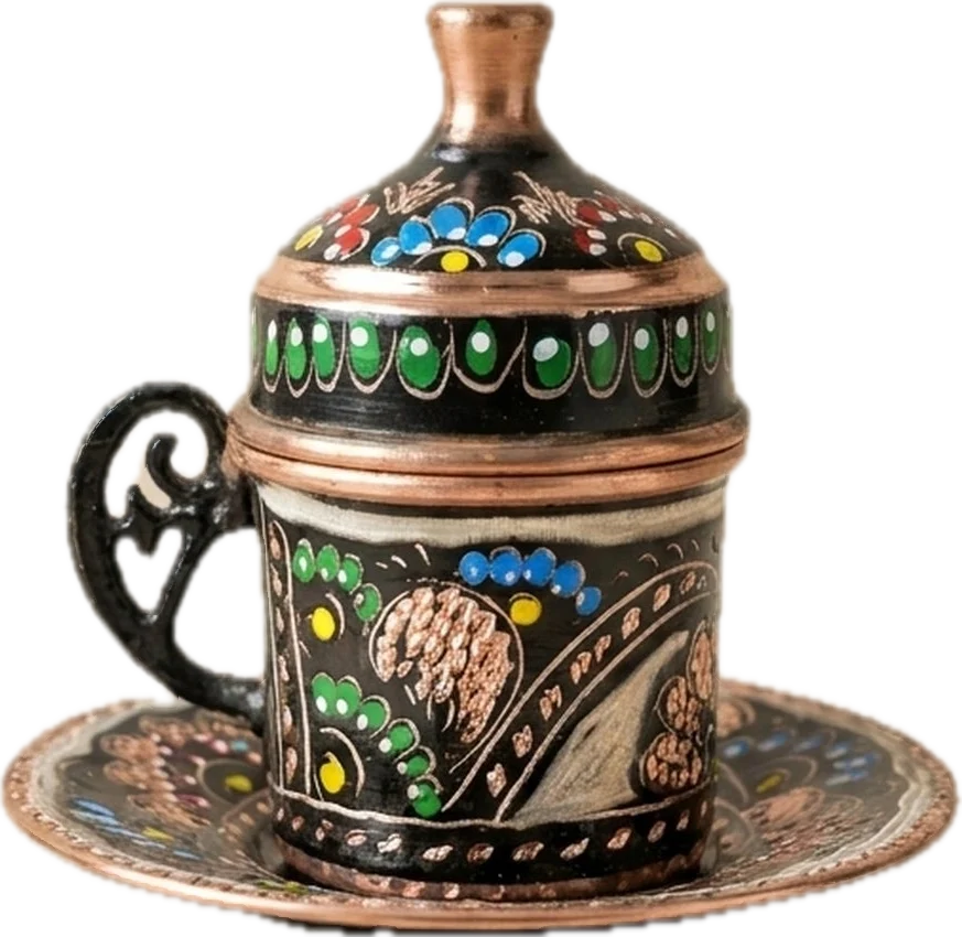 Coffee cup, enamel-painted