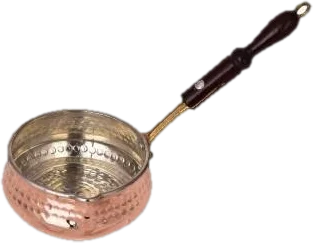 Sauce pan, 10 cm, machine-hammered red copper, wood handle