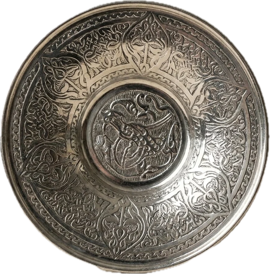 Tea glass coaster, 10 cm, hand-engraved, tin-lined